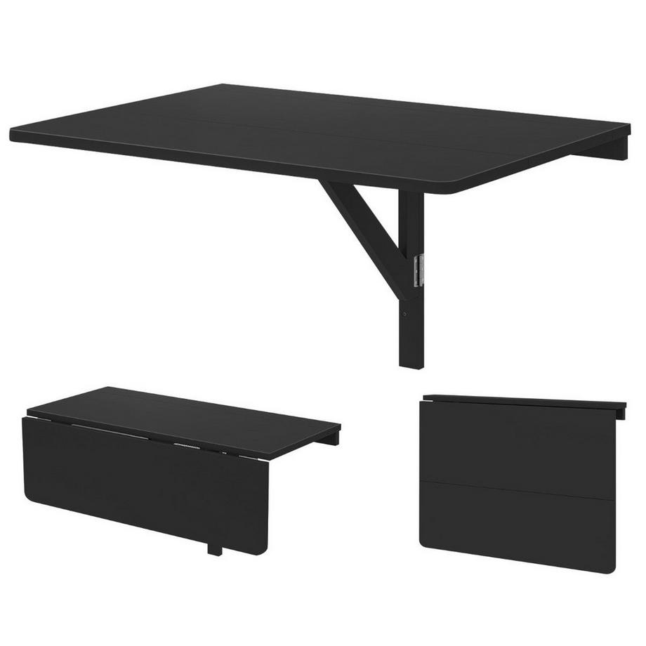 B2X Table pliante murale, gain de place, table de cuisine, table murale pliante, 80x60 cm, noir  