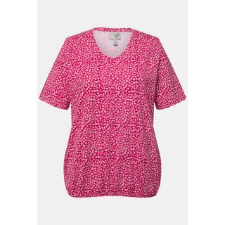 Ulla Popken  T-shirt con scollo a V, orlo elastico e mezze maniche 