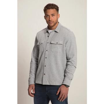 Camicia STHUGE in felpa da indossare sopra altri indumenti con maniche lunghe, colletto ad apertura inglese e taglio moderno grigio mélange