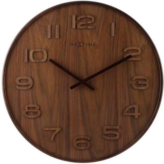 NeXtime Wanduhr Wood Wood Big Durchmesser 53 x 3 cm  