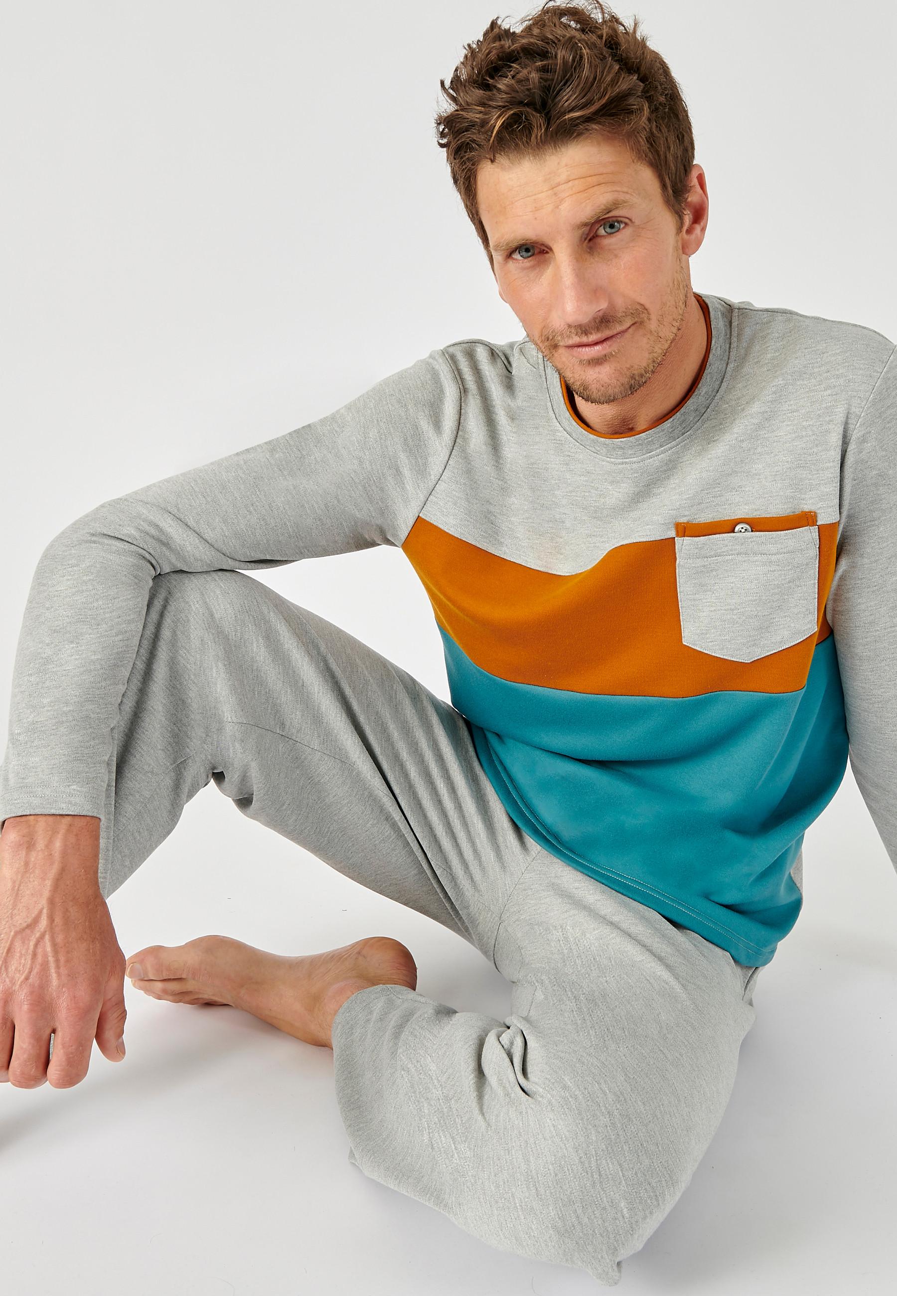 Image of Thermolactyl-pyjama Aus Interlock-material. Unisex Grau 3XL