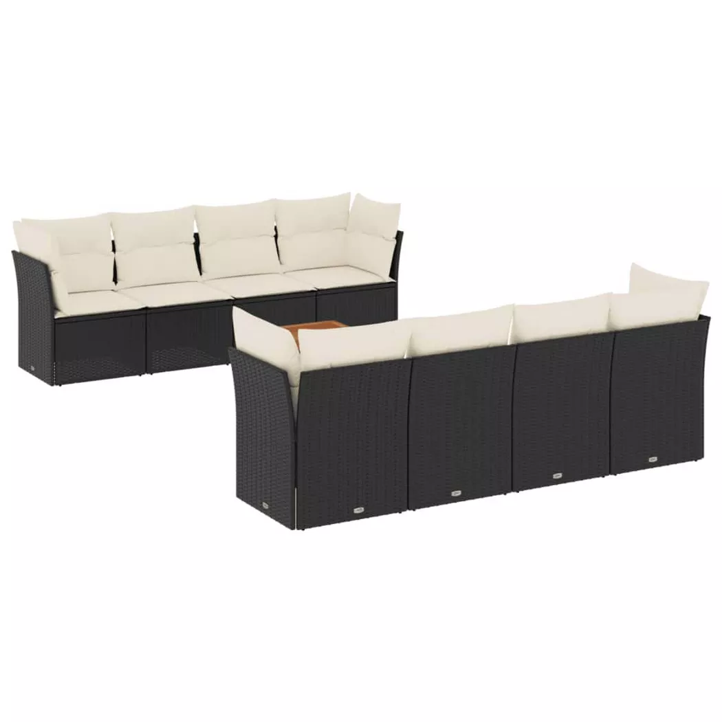 VidaXL - Garten sofagarnitur, One Size, Schwarz/Weiss