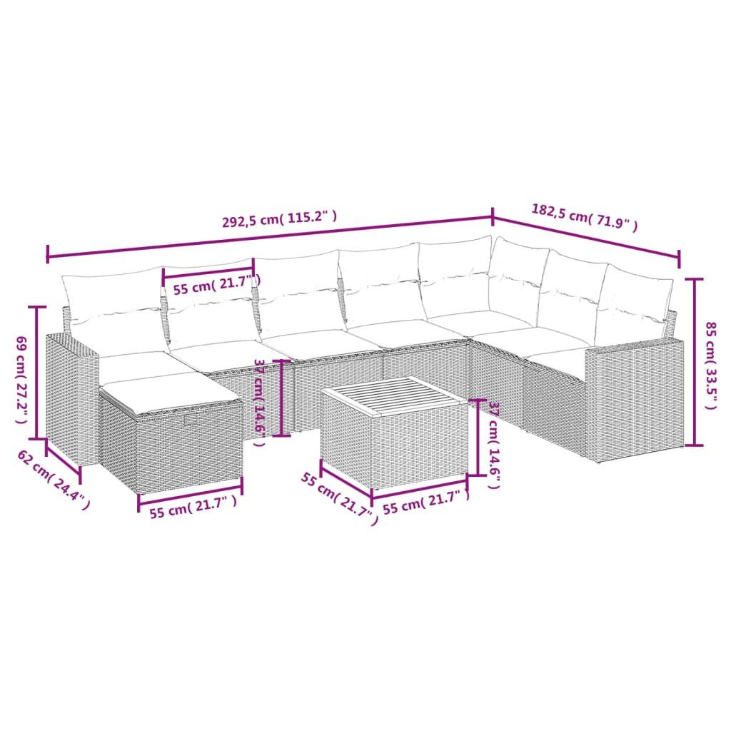 VidaXL Ensemble de canapés de jardin rotin synthétique  