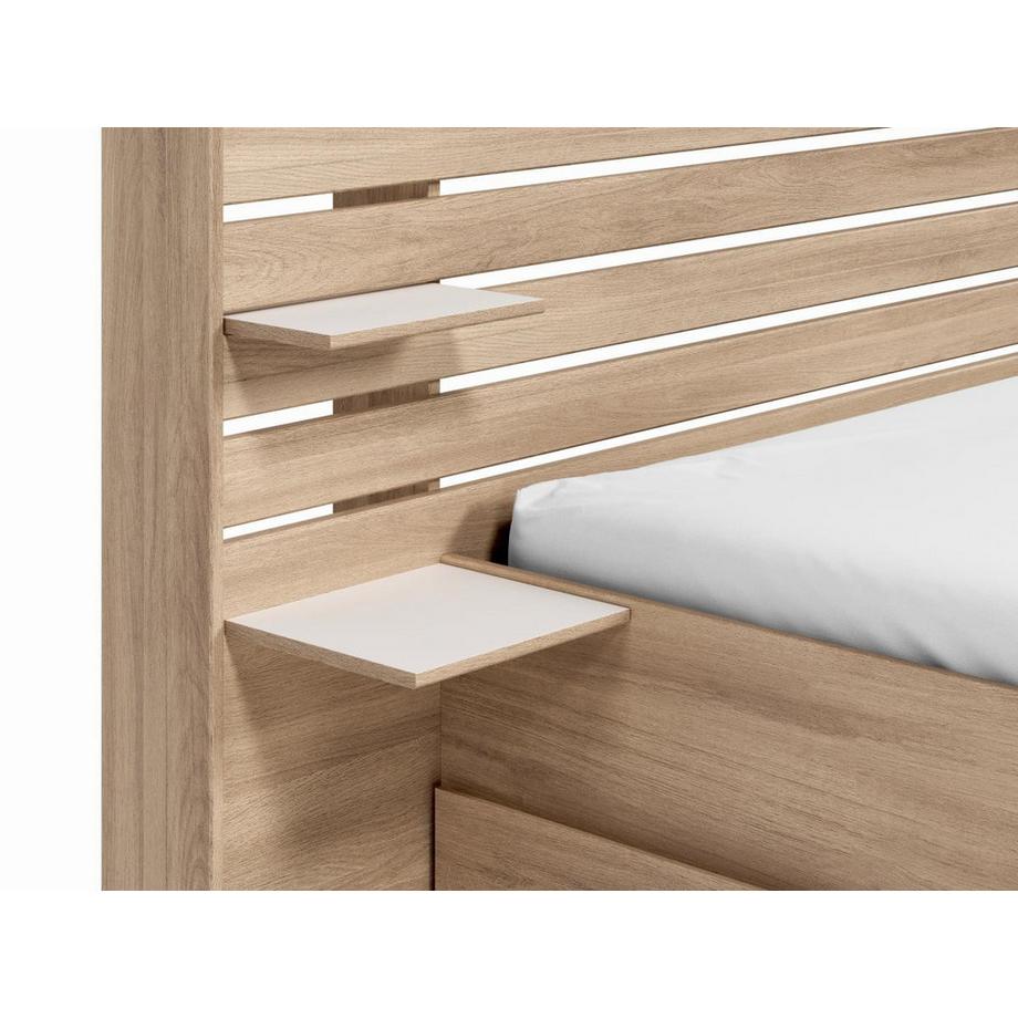 Vente-unique Letto 140 x 190 cm Con vani portaoggetti Naturale + Rete - TENALIA  