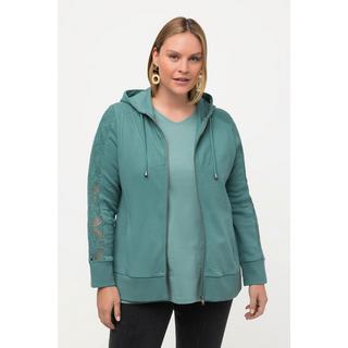 Ulla Popken  Hoodiejacke, Spitze, Kapuze, Biobaumwolle 