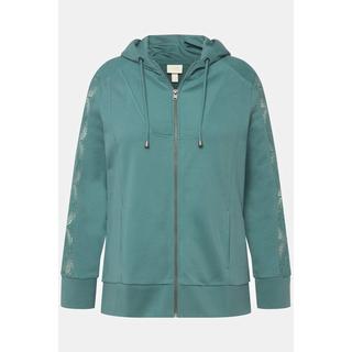 Ulla Popken  Hoodiejacke, Spitze, Kapuze, Biobaumwolle 