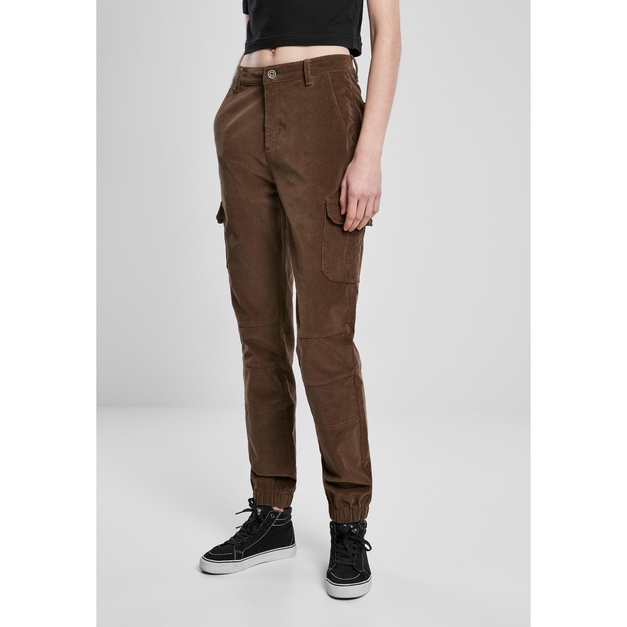 Image of Damenhosen High Waist Cargo Corduroy Unisex Dunkelgrün 27