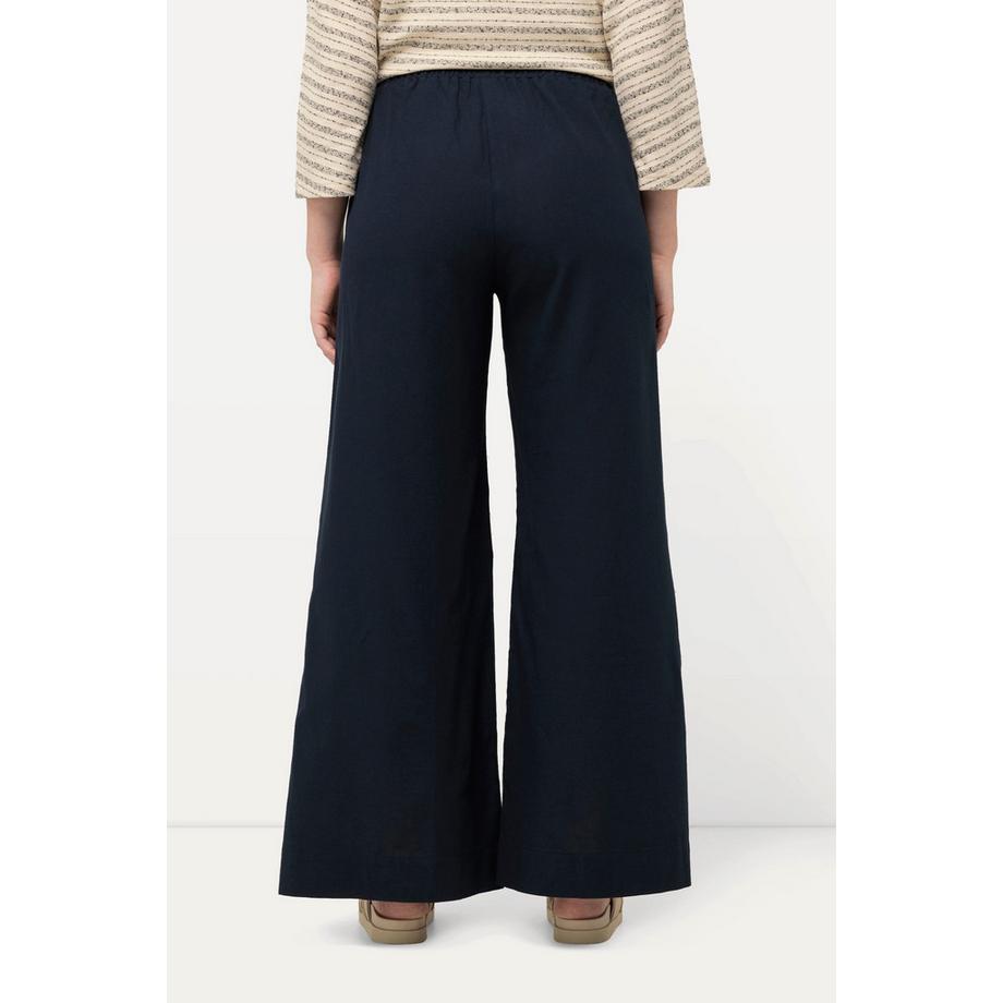 Ulla Popken Pantalon Palazzo Lin Mélangé Taille Élastique Jambes Larges  