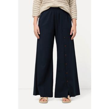 Pantaloni palazzo in lino misto con cintura elastica e taglio della gamba ampio