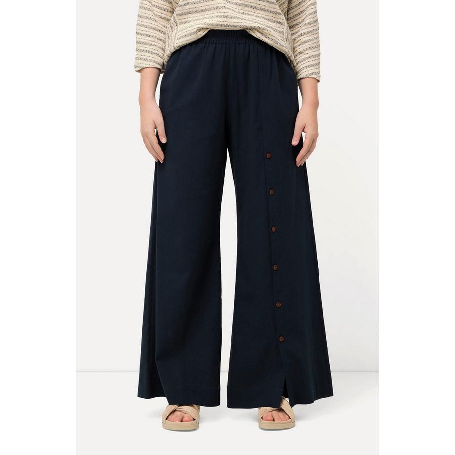 Ulla Popken Pantalon Palazzo Lin Mélangé Taille Élastique Jambes Larges  