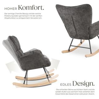 Tectake Fauteuil à bascule TORVE Rembourré et matelassé avec revêtement en chenille  