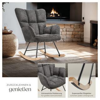 Tectake Fauteuil à bascule TORVE Rembourré et matelassé avec revêtement en chenille  