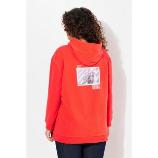 Ulla Popken  Sweat-shirt à capuche oversized, manches longues et message imprimé 