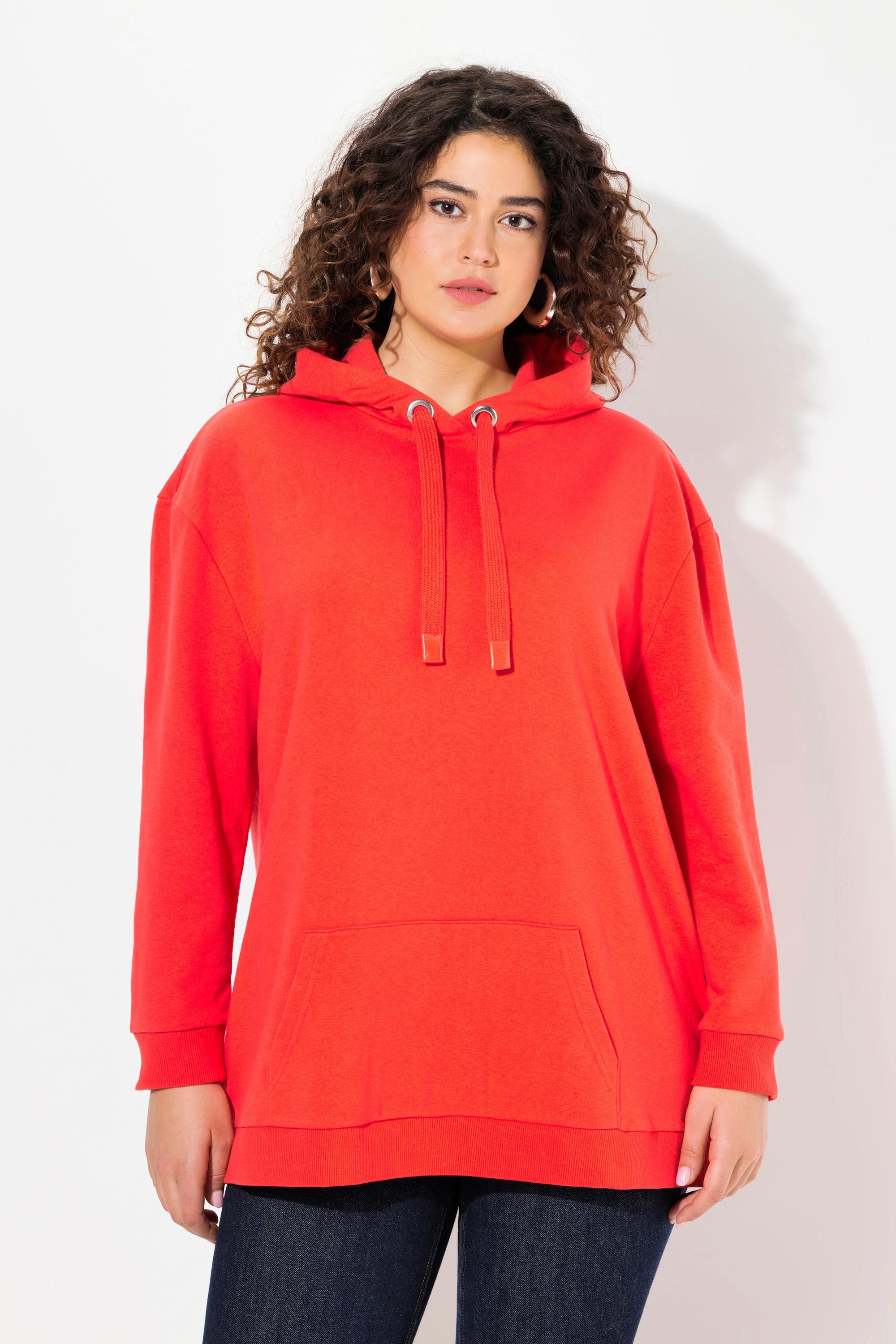 Ulla Popken  Sweat-shirt à capuche oversized, manches longues et message imprimé 