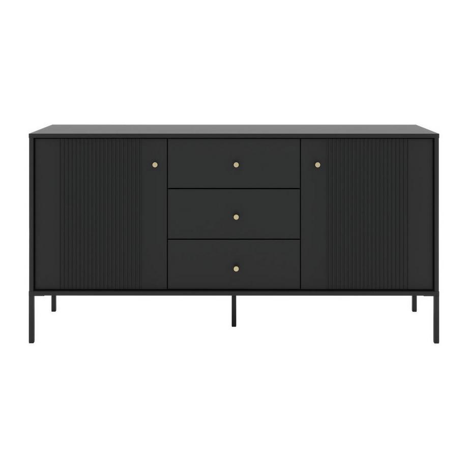 Vente-unique  Buffet avec 2 portes et 3 tiroirs en MDF - Noir - DEMASIA 