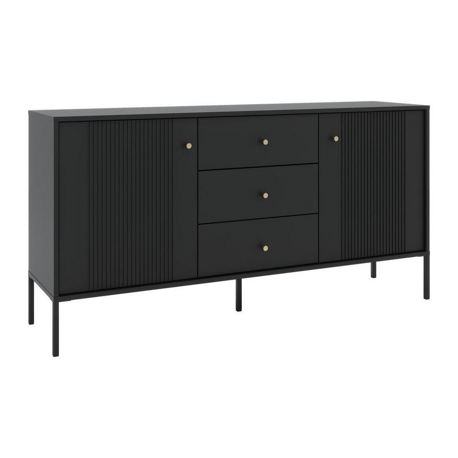 Vente-unique  Buffet avec 2 portes et 3 tiroirs en MDF - Noir - DEMASIA 