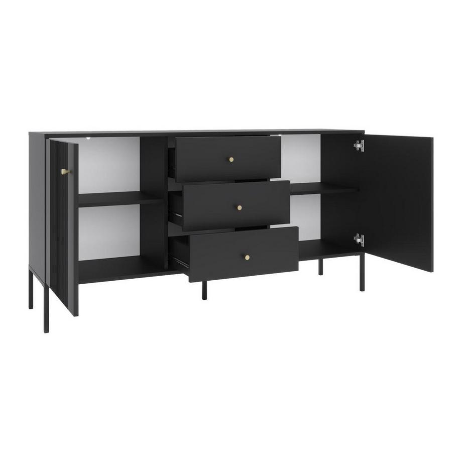 Vente-unique  Buffet avec 2 portes et 3 tiroirs en MDF - Noir - DEMASIA 