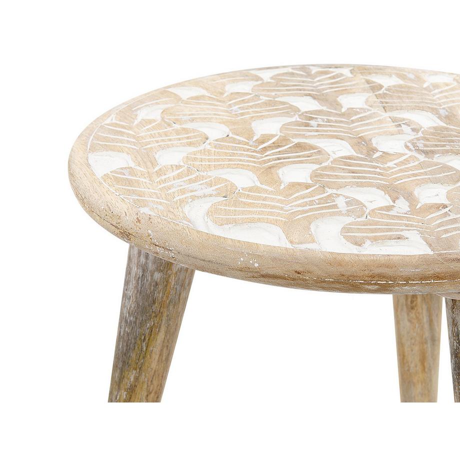 Beliani Lot de 2 tables d'appoint en Manguier Rétro HURSI  