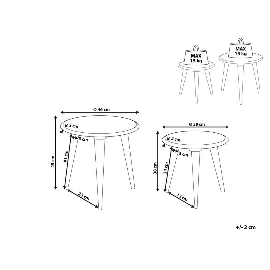 Beliani Lot de 2 tables d'appoint en Manguier Rétro HURSI  