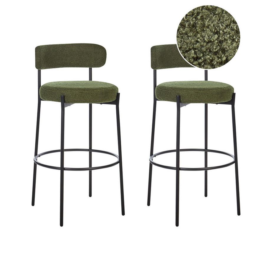 Lot de 2 chaises de bar en Bouclé Rétro ALLISON