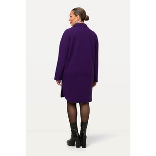 Ulla Popken  Cappotto dal taglio oversize in felpa con revers e spacchetti laterali 