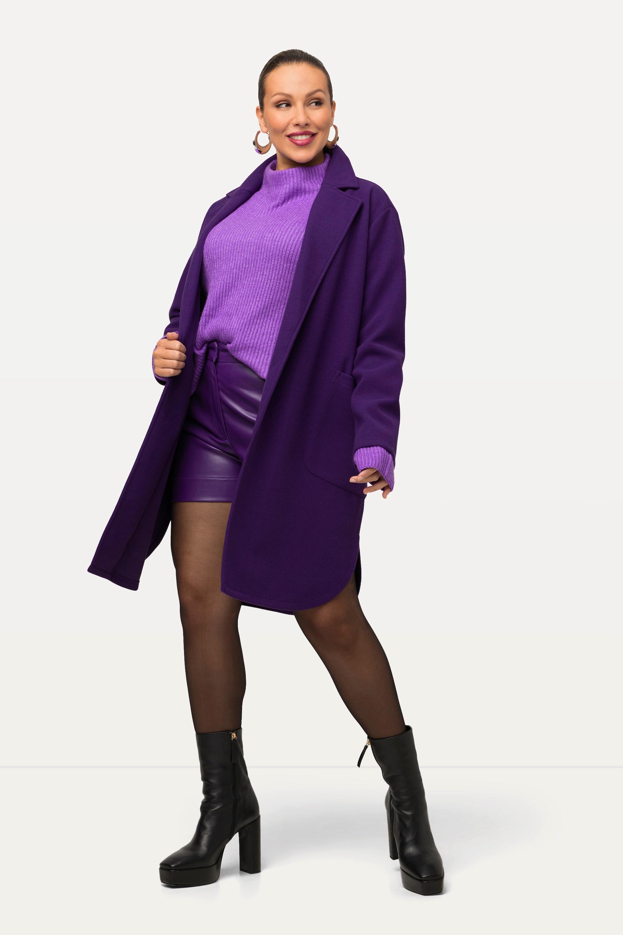 Ulla Popken  Cappotto dal taglio oversize in felpa con revers e spacchetti laterali 