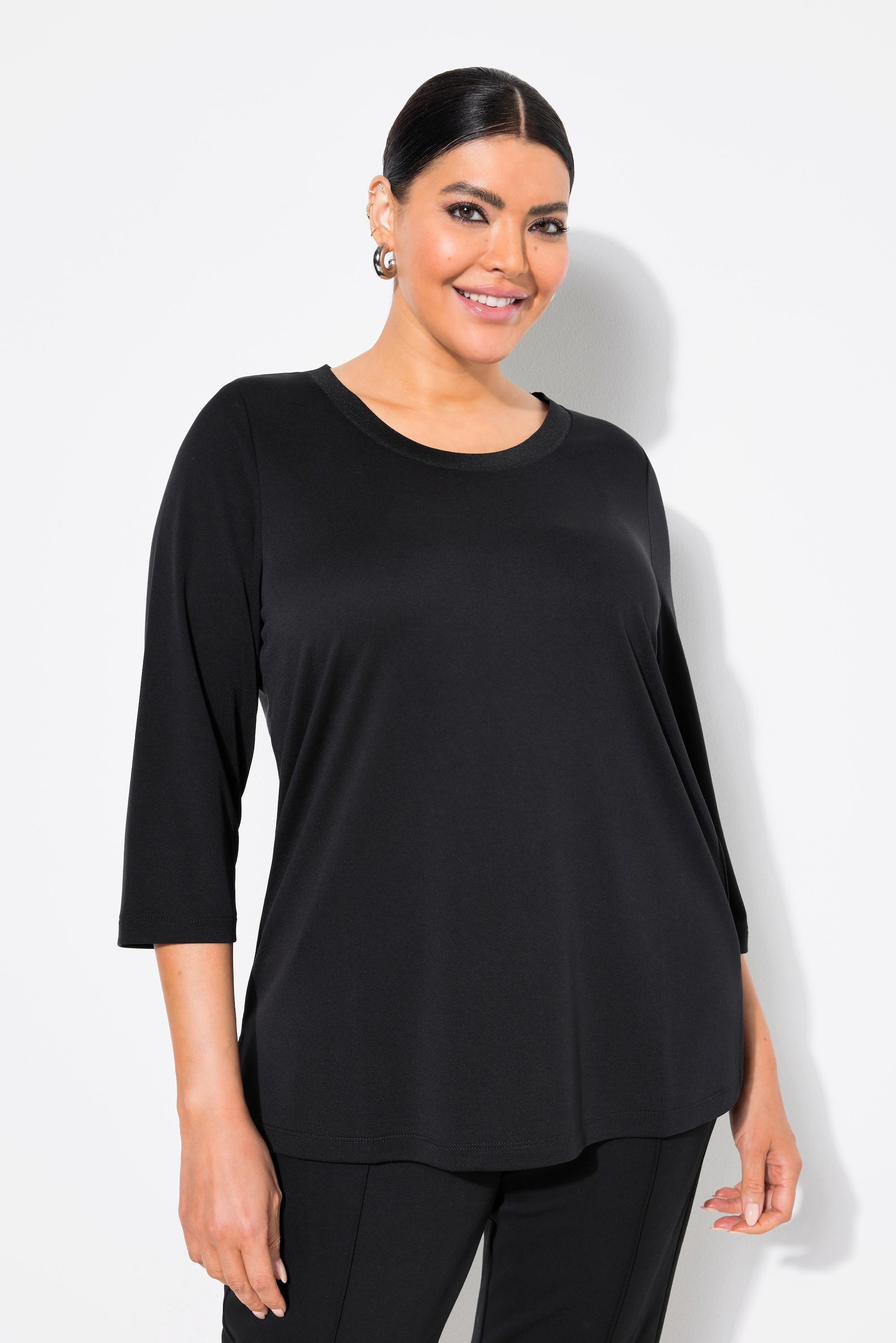 Ulla Popken  Shirt, Rippbündchen, Rundhals, 3/4-Arm 