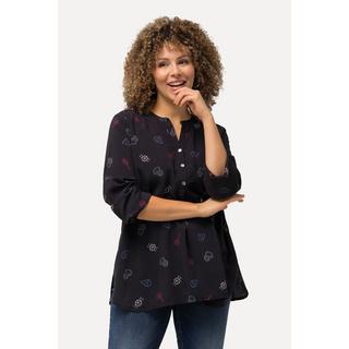 Ulla Popken  Blouse imprimé BD. Col montant avec encolure en V. Manches longues 