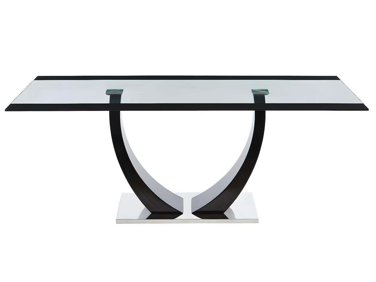 Vente-unique Table à manger 8 personnes en verre trempé, MDF et acier inoxydable - Noir - MEZZO II  