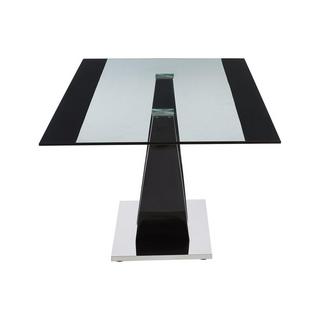 Vente-unique Table à manger 8 personnes en verre trempé, MDF et acier inoxydable - Noir - MEZZO II  