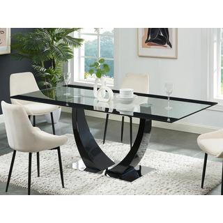 Vente-unique Table à manger 8 personnes en verre trempé, MDF et acier inoxydable - Noir - MEZZO II  