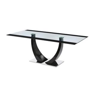 Vente-unique Table à manger 8 personnes en verre trempé, MDF et acier inoxydable - Noir - MEZZO II  