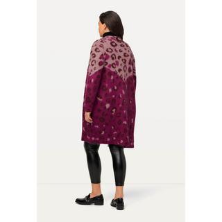 Ulla Popken  Cardigan aperto con Jacquard leopardato e scollo a V 