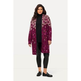 Ulla Popken  Cardigan aperto con Jacquard leopardato e scollo a V 