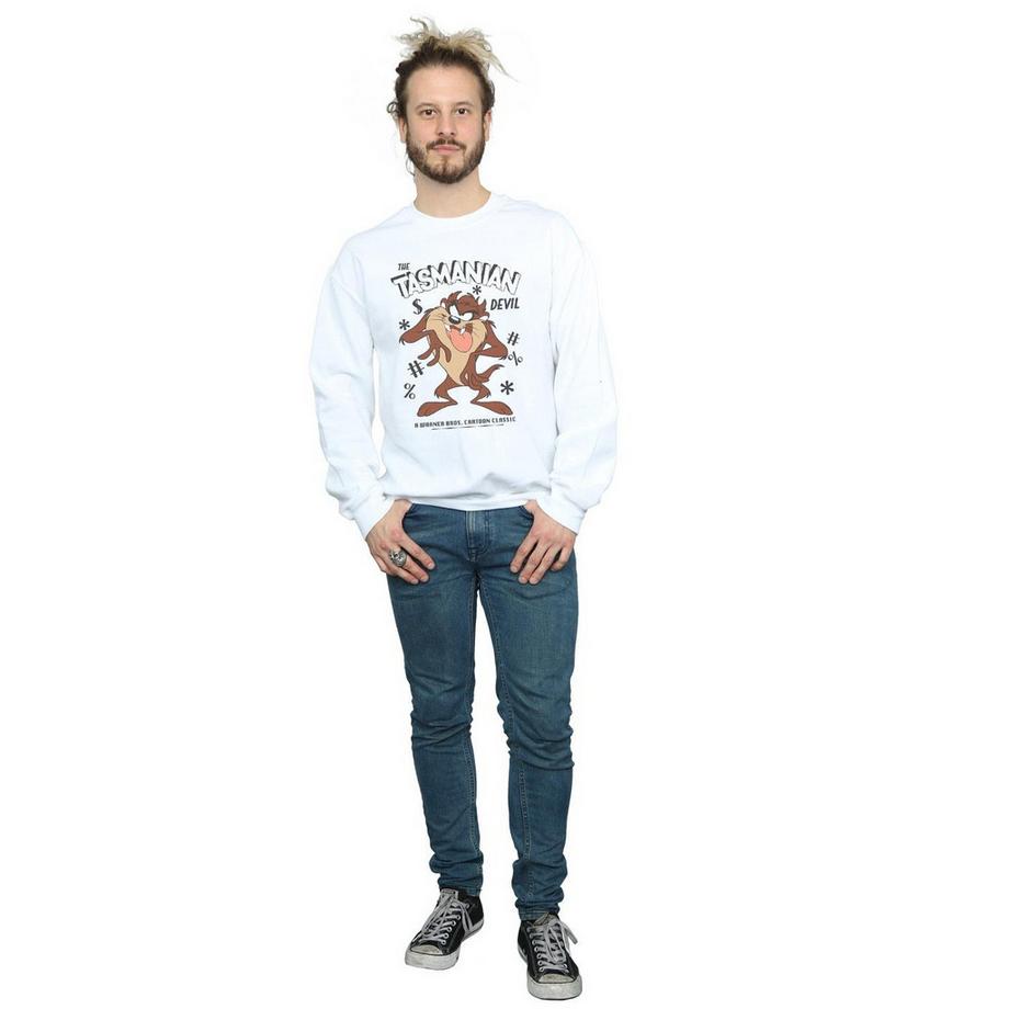LOONEY TUNES Tasmanian Devil Sweatshirt Col Rond Vintage  