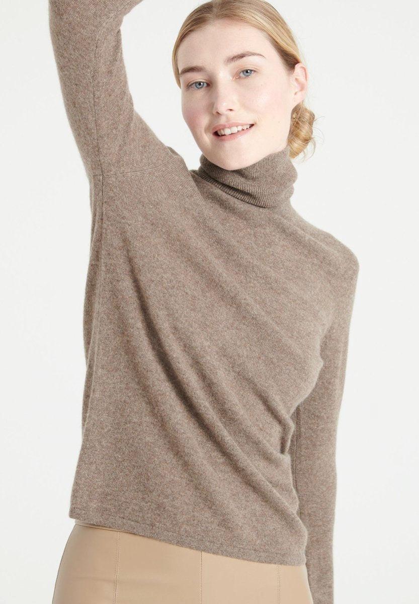 Image of Lilly 3 Pullover Mit Rollkragen - 100% Kaschmir Unisex Taupe M