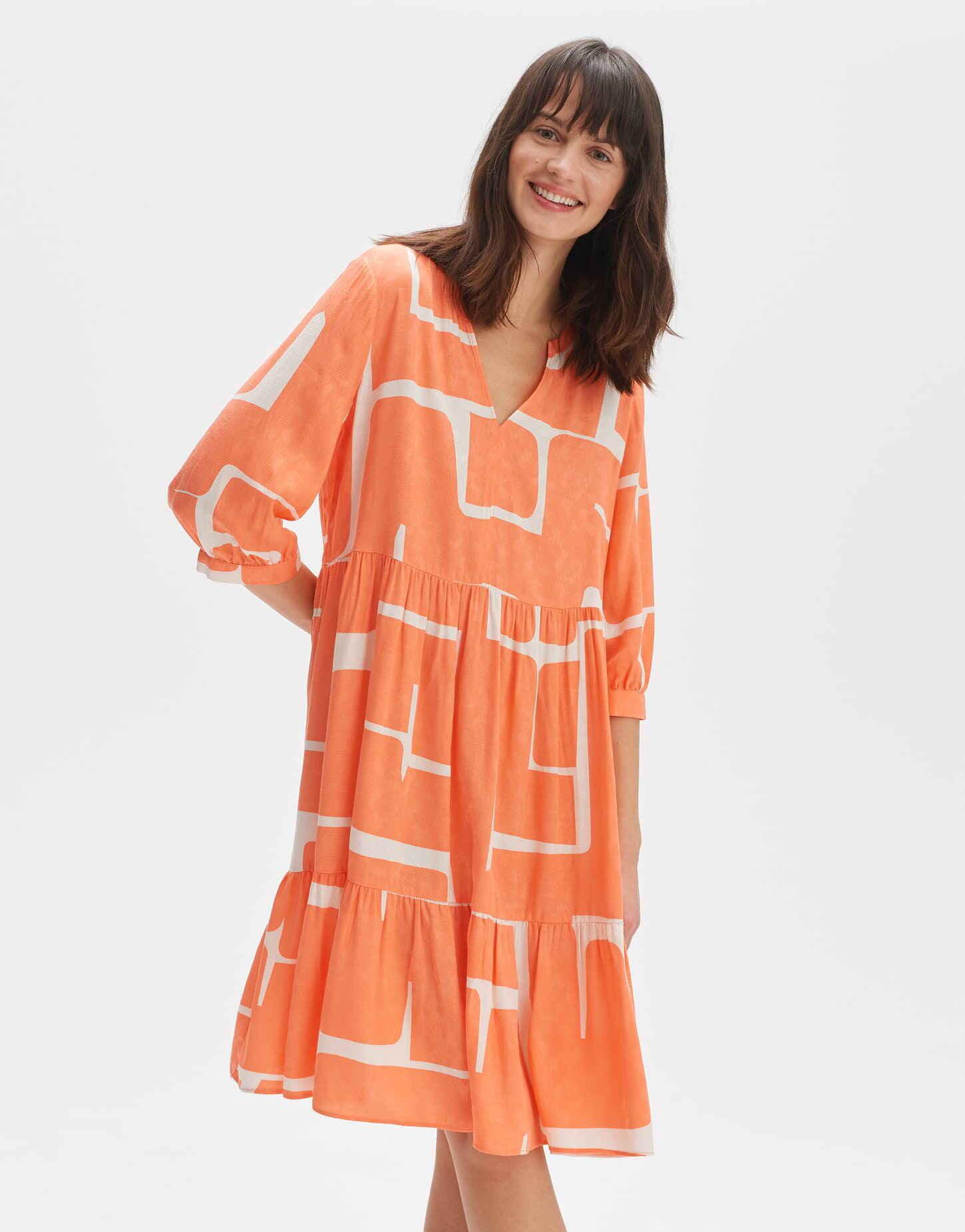 Image of Blusenkleid Wulari Graphic Leicht Ausgestellt Geschnitten Damen Korall 34