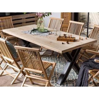 mutoni Table pieds en manguier forme X naturel 220x100  