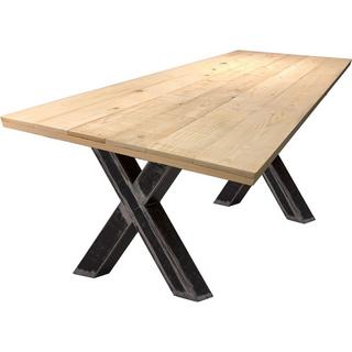 mutoni Table pieds en manguier forme X naturel 220x100  