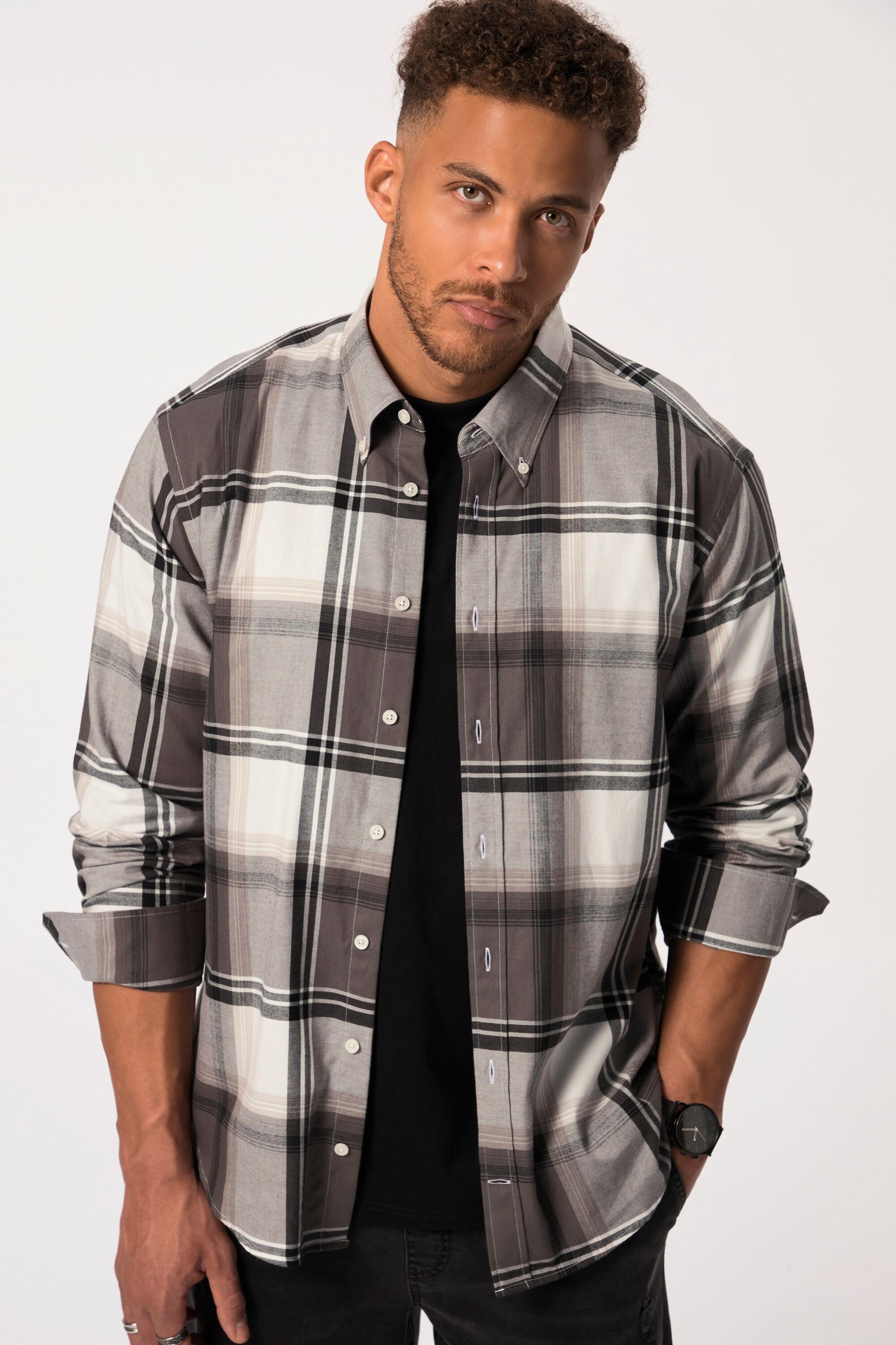 Sthuge  Chemise en flanelle à carreaux STHUGE. Manches longues et col à pointes boutonnées. Coupe Modern Fit. Jusqu'au 8 XL. 