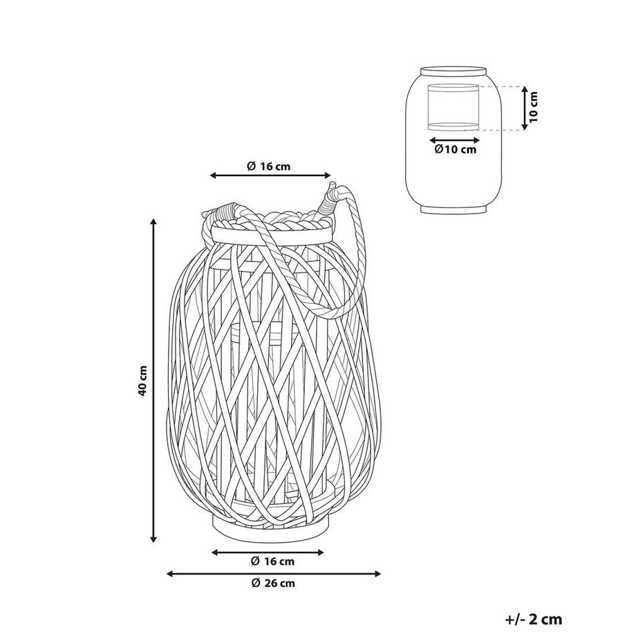Beliani  Laterne aus Weidenholz Boho MAURITIUS 
