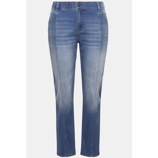 Ulla Popken  Boyfriend jeans con taglio della gamba ampio, cuciture decorative e quattro tasche 