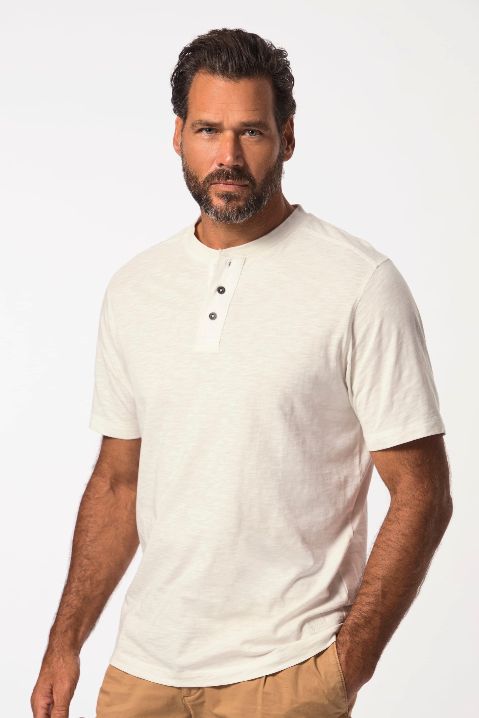 JP1880  T-shirt Henley à manches courtes. Col rond et patte de boutonnage - jusqu'au 8 XL 