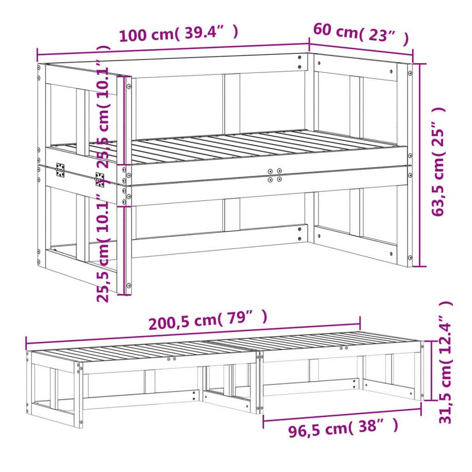 VidaXL Canapé de jardin bois de pin  