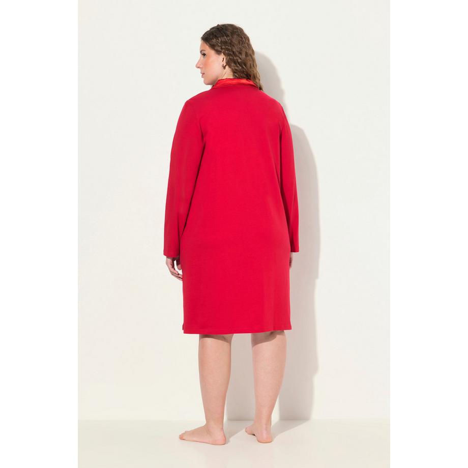 Ulla Popken Chemise de nuit Col Détails en satin Manches longues  