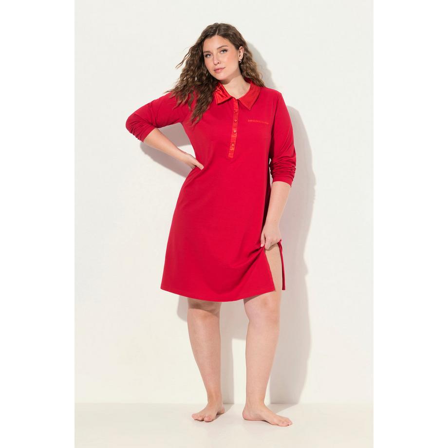 Ulla Popken Chemise de nuit Col Détails en satin Manches longues  