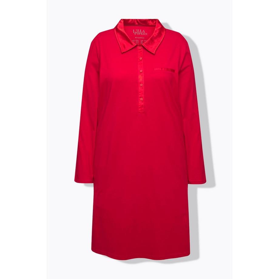 Ulla Popken Chemise de nuit Col Détails en satin Manches longues  