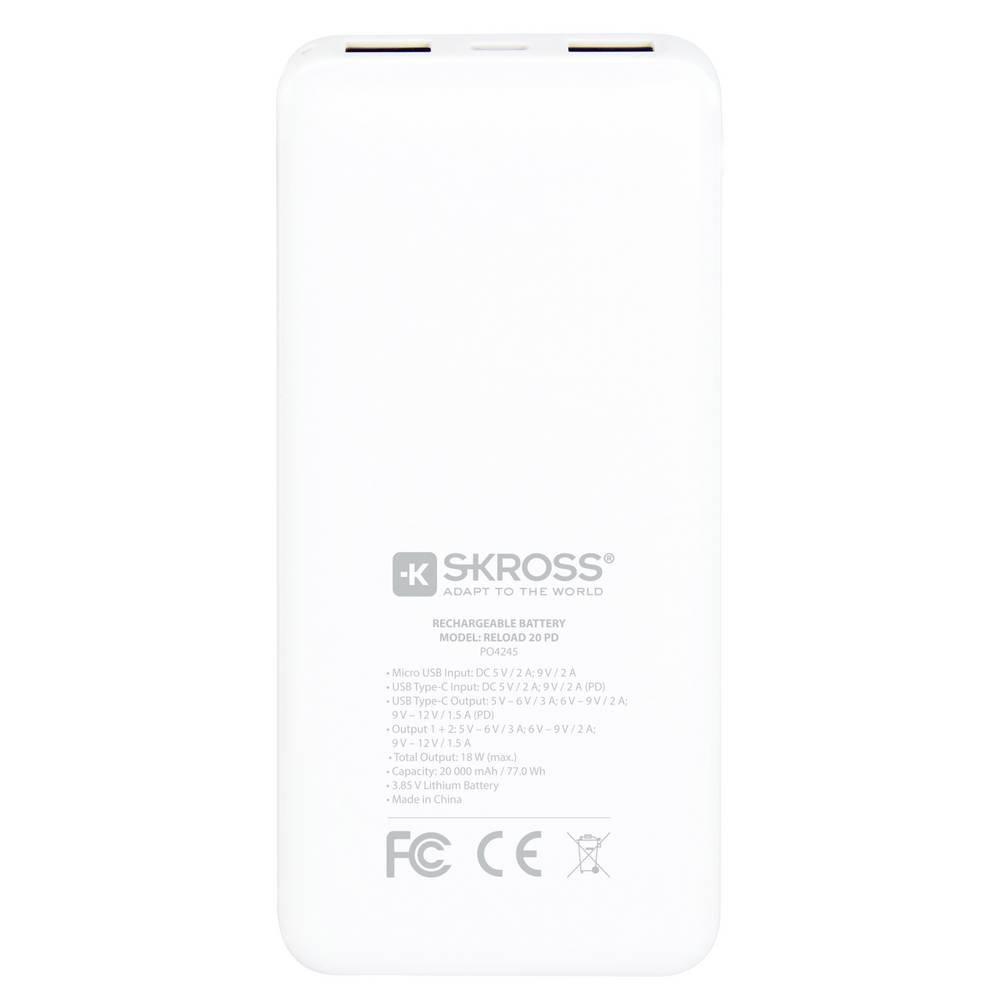 SKROSS  Reload 20 PD Powerbank 20000 mAh Li-Ion Weiß Statusanzeige 