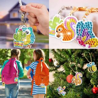 Activity-board  5D Diamond Painting Anhänger Set, 15 Stück DIY Diamond Keychain Ornaments 5D Animal Diamond Keychain 