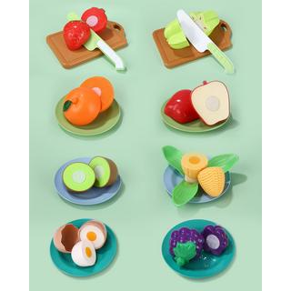 Activity-board  Accessoires de cuisine pour enfants, fruits en plastique à couper, fruits et légumes divers, assiettes, planches à découper 